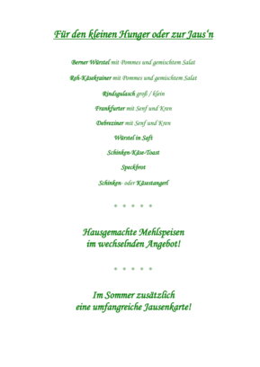 Dessertkarte vom Gasthaus Pupeter